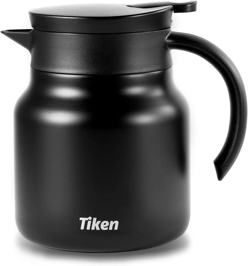 Tiken خدمة القهوة، 800 مل (27 أونصة) إبريق قهوة حراري، إباريق قهوة معزولة من الفولاذ المقاوم للصدأ للحفاظ على الحرارة - أسود غير لامع - Image 2